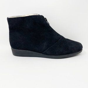 Airstep Womens Black Suede Leather Zipper Sherpa Lined Bootie Size 9 Wide